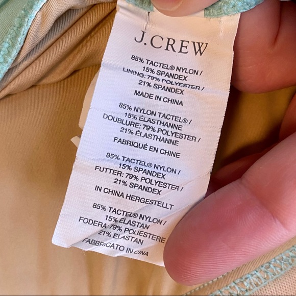 J. Crew Skirted Twist Top Ruched Bandeau Seafoam Swimsuit - Picture 6 of 15